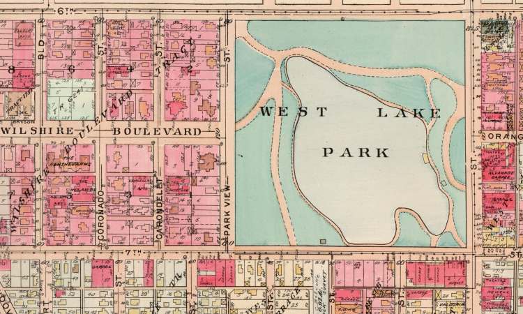 Westlake Park in 1921 via Baist's Real Estate Map